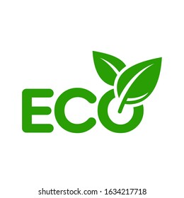 Green Eco Text, Creative and Clever Eco Typography Logo Icon Template Vector