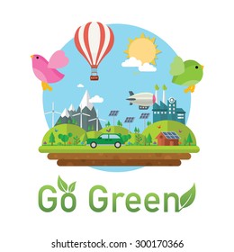 green eco town - Background ecology town illustration