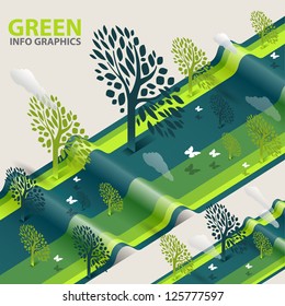 green eco tree info graphics  - abstract ecology tree illustration