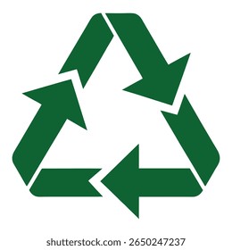 Green Eco Vector Icon of Recycling Triangle Arrows Forming Earth – Sustainable Symbol on White Background