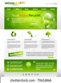 Green eco vector website template with lighbulb 2