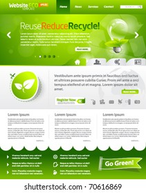 Green eco vector website template with lighbulb 3