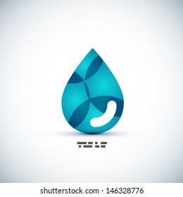 Green eco water drop vector concept