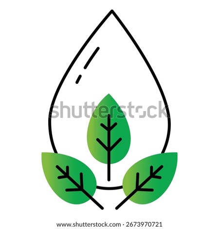 Green Eco Water Drop Vector Illustration Icon Design for Sustainability