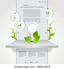 Green eco website layout template 