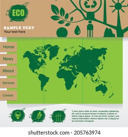 Green eco website layout template