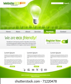 Green eco website layout template