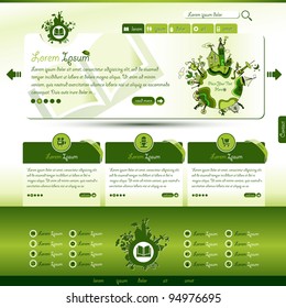 green eco website template with hand-drawn earth motive