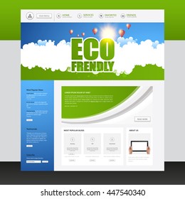 Green Eco Website Template layout. Vector design of website elements, ui ux kit.