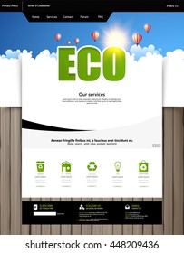Green Eco Website Template layout. Vector design of website elements, ui ux kit.

