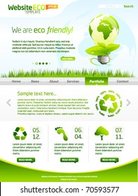 Green eco website template with lightbulb 1