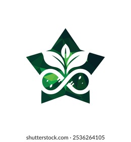 Green Eco-Friendly Infinity Leaf Inside Polygonal Star