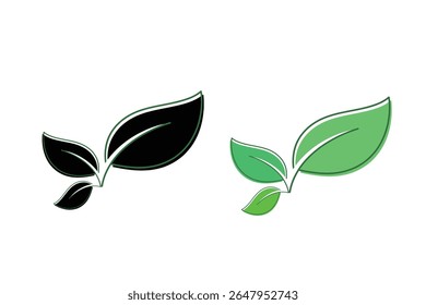 Green eco-friendly leaf icon with a soft curve, simple flat vector style, for sustainability design