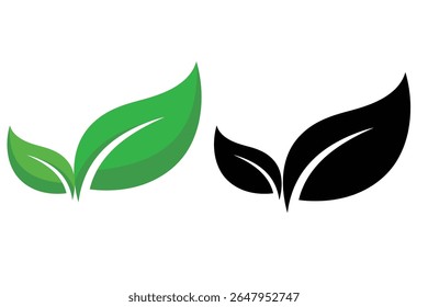 Green eco-friendly leaf icon with a soft curve, simple flat vector style, for sustainability design
