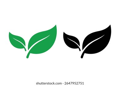 Green eco-friendly leaf icon with a soft curve, simple flat vector style, for sustainability design