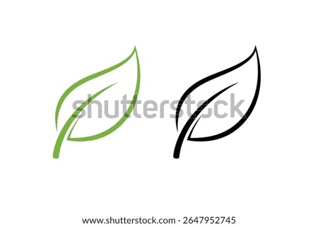 Green eco-friendly leaf icon with a soft curve, simple flat vector style, for sustainability design