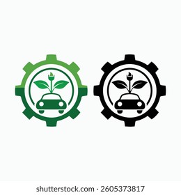 Green Eco-Friendly Logo - Electric Car and Sustainability Symbol vector art Illustration.