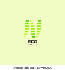 Green eco-friendly logo with leaf patterns for business, natural logo, green abstract logo