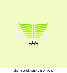 Green eco-friendly logo with leaf patterns for business, natural logo, green abstract logo