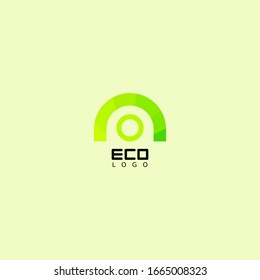 Green eco-friendly logo with leaf patterns for business, natural logo, green abstract logo