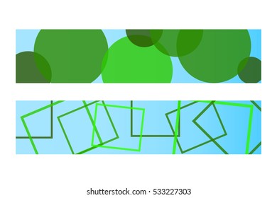 Green ecological banners set with green geometric elements for some text