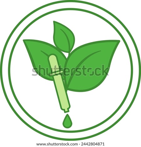 Green Ecological Dyes Icon. Vector Round Badge, Sticker, Logo, Stamp, and Tag for Organic Product Packaging