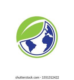Green Ecological Logo Globe Leaf Icon
