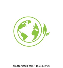 Green Ecological Logo Globe Leaf Icon