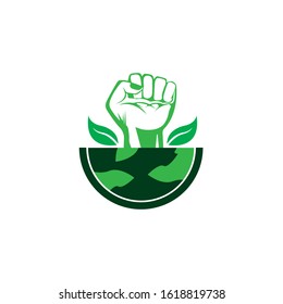 Green Ecological Logo Globe Leaf Icon
