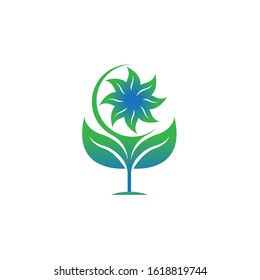 Green Ecological Logo Globe Leaf Icon

