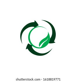 Green Ecological Logo Globe Leaf Icon
