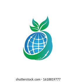 Green Ecological Logo Globe Leaf Icon
