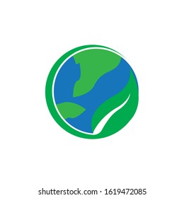 Green Ecological Logo Globe Leaf Icon
