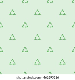 Green ecological recycle symbol seamless pattern, vector background