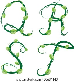 The green ecological summer alphabet vector illustration