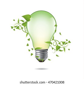 Green ecology bulb concept. Environment vector illustration. Isolated on white background