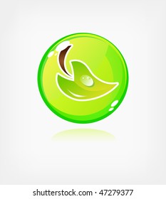 Green ecology button, web icon