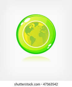 Green ecology button, web icon