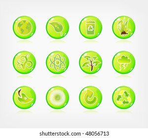 Green ecology button, web icon