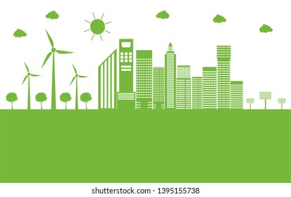 Green ecology city help the world with eco-friendly concept ideas,Vector illustration