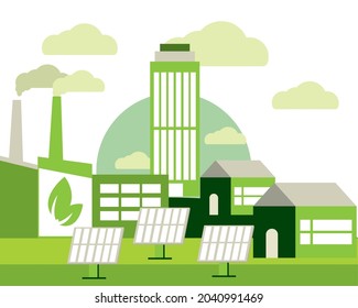 green ecology cityscape with solar panel