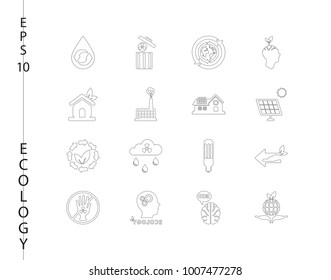 Green, Ecology and environment icon set in vector format. 16 icons in thin line sets