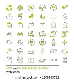 Green, ecology and environment icon set. Wh