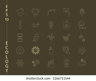 Green, Ecology and environment icon set in vector format. 16 icons in thin line sets