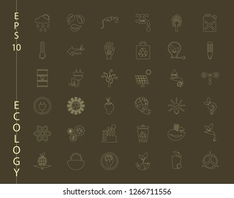 Green, Ecology and environment icon set in vector format. 36 icons in thin line sets
