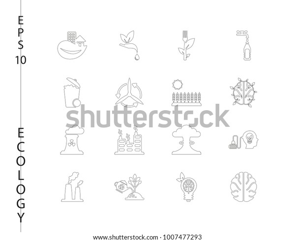 Green, Ecology and environment icon set in\
vector format. 16 icons in thin line\
sets
