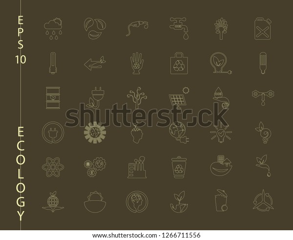 Green, Ecology and environment icon set in\
vector format. 36 icons in thin line\
sets