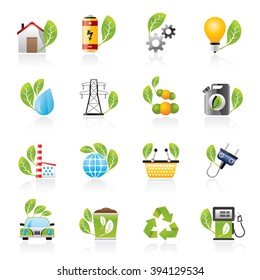 Green, Ecology and environment icons - vector icon set