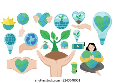 Green Ecology Flat Illustration Element