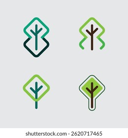 Grüne Ökologie Wald Baum Emblem Illustration für Naturleben Biodiversität und erneuerbare Erde Energie

